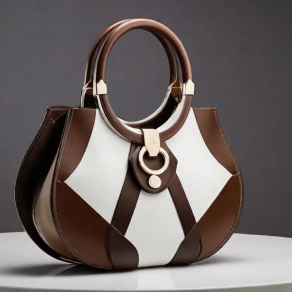 brown and white color handbag designed by Sarah Netanya