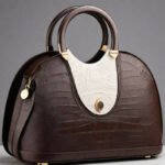 brown and white design handbag by Sarah Netanya