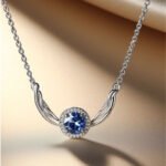 white gold necklace with blue sapphire made by Sarah Netanya